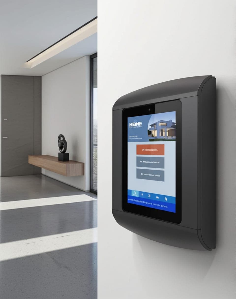 Alarmzentrale Control 5000 an der Wand in einem modernen Flur
