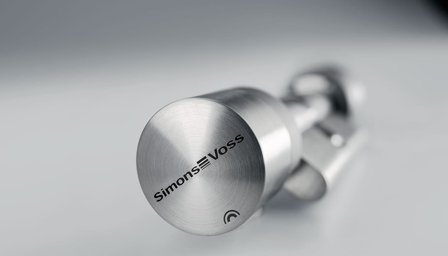 Nahaufnahme des Drehknaufs eines digitalen Schließzylinders von SimonsVoss