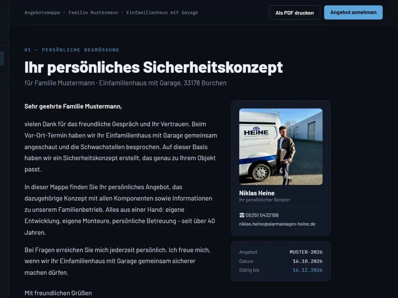 Die digitale Angebotsmappe am Tablet